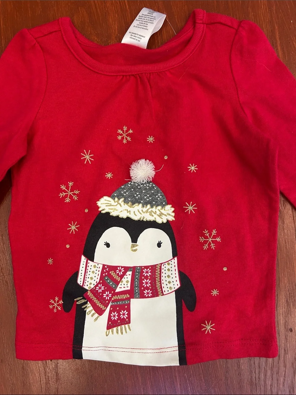 Gymboree Red Penguin Winter Graphic Long-Sleeve Tee
